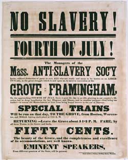 Broadside advertising adn 1854 anti-slavery rally in Framingham